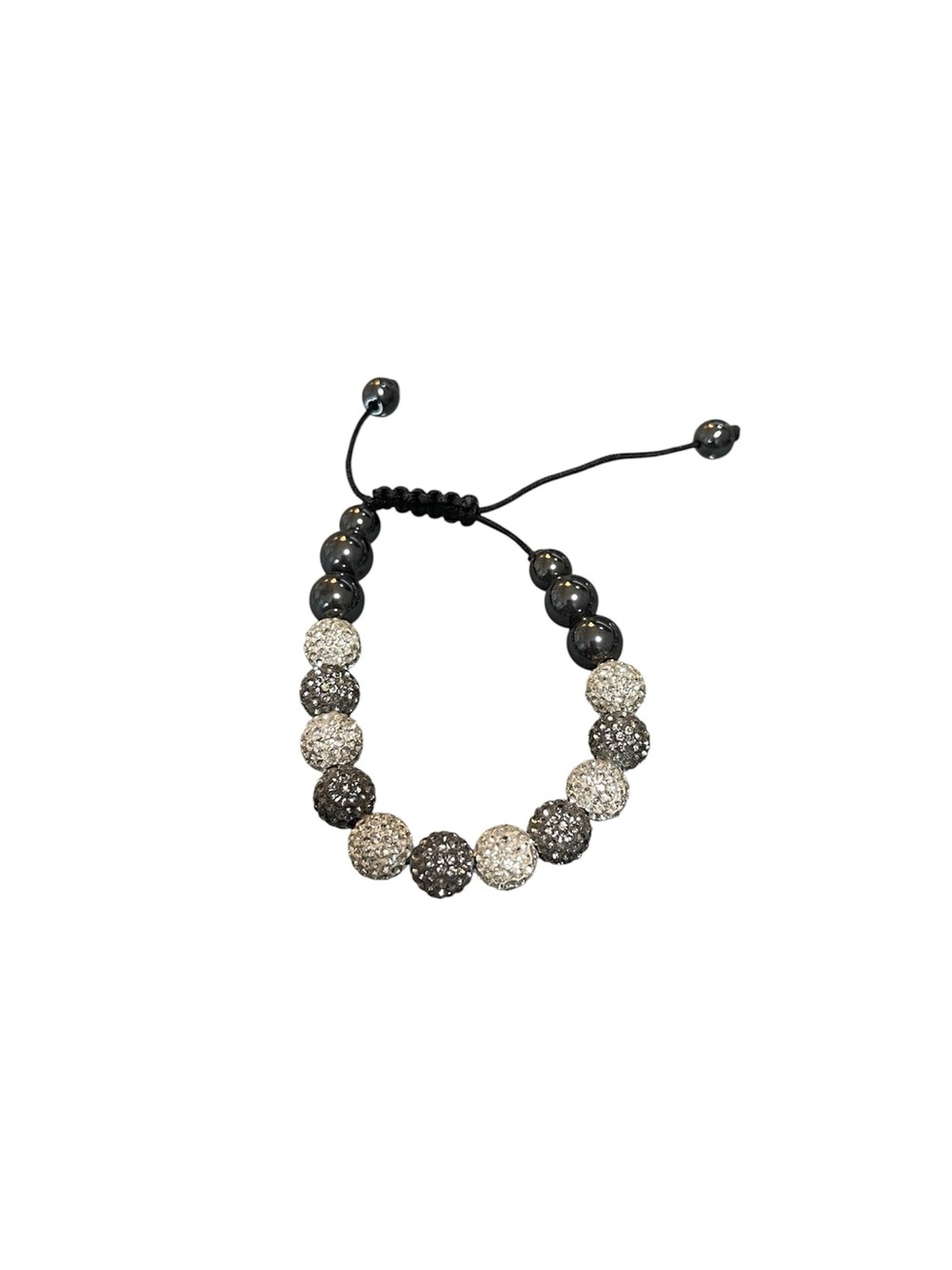 π€ 5/$25 Adjustable Black and Silver Pave Bead Bracelet